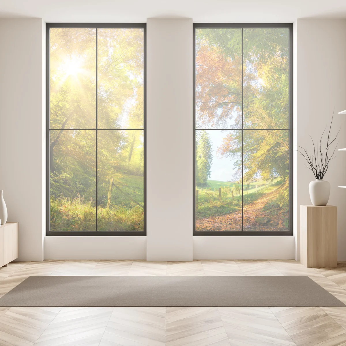 Fensteraufkleber goldener herbstwaldweg Fensteraufkleber goldener herbstwaldweg