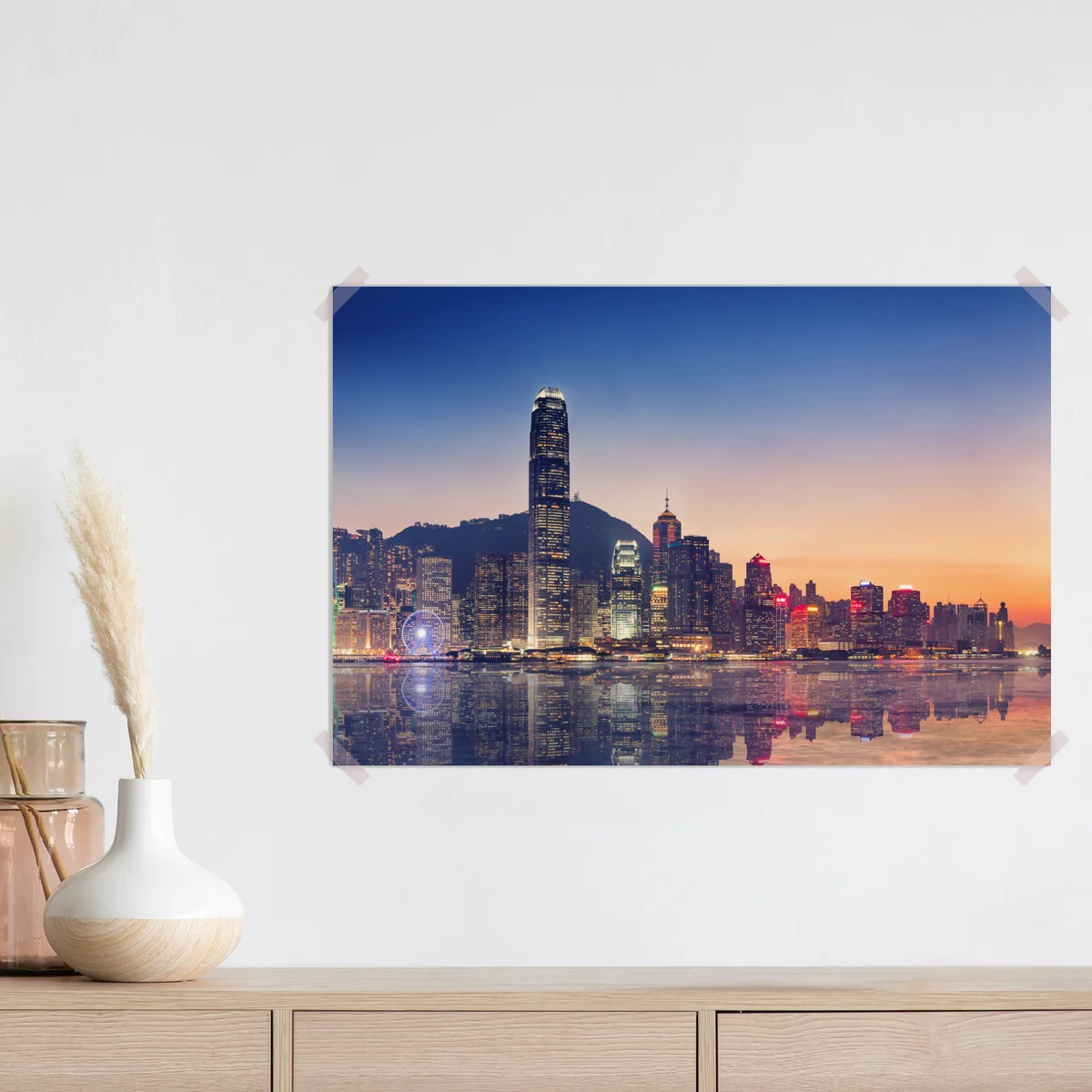 Poster Hongkong panorama bei dämmerung Poster Hongkong panorama bei dämmerung