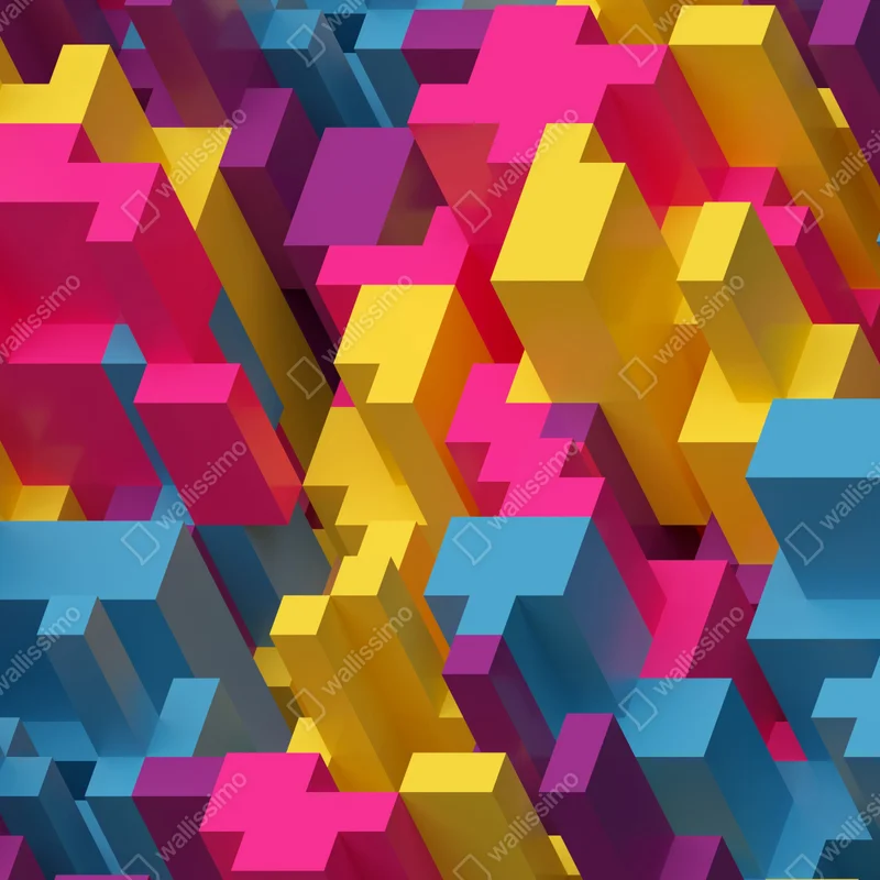 Repositionierbarer Aufkleber buntes 3d-voxel-muster Repositionierbarer Aufkleber buntes 3d-voxel-muster