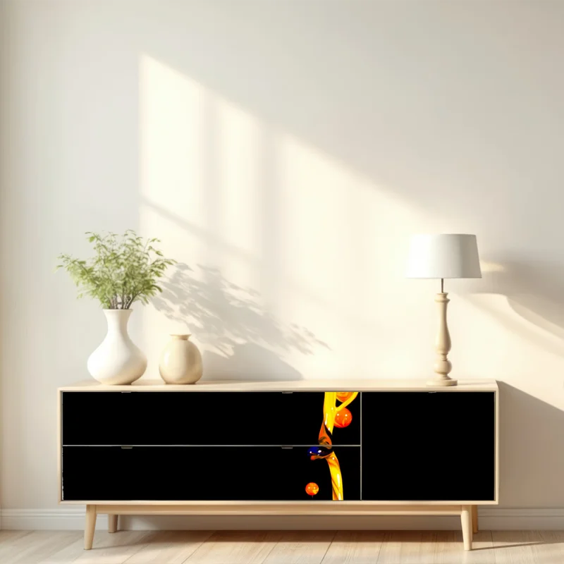 Repositionierbarer Aufkleber leuchtender gelber farbspritzer auf schwarzem hintergrund