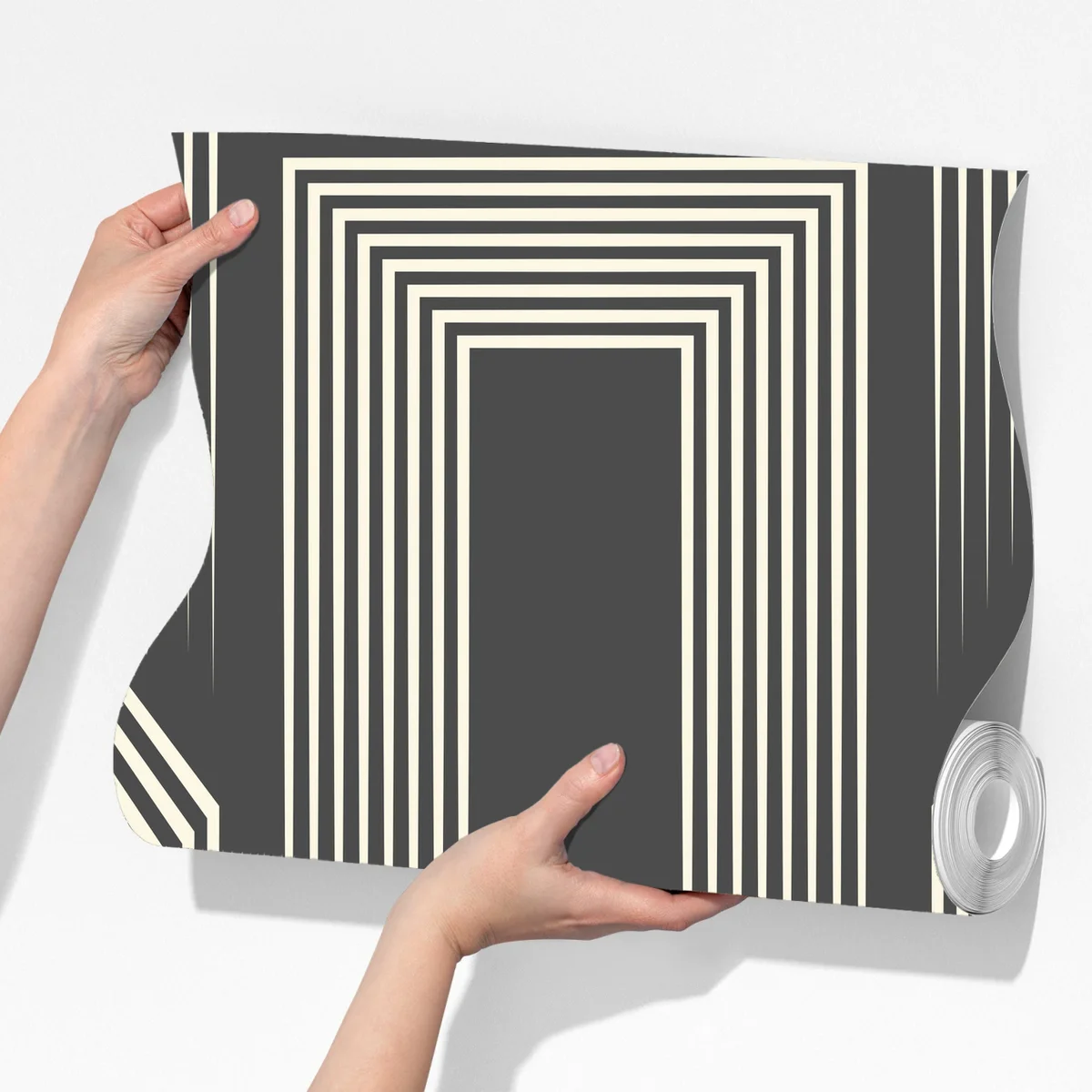 Fototapete geometrisches art-deco-muster in grau und beige Fototapete geometrisches art-deco-muster in grau und beige