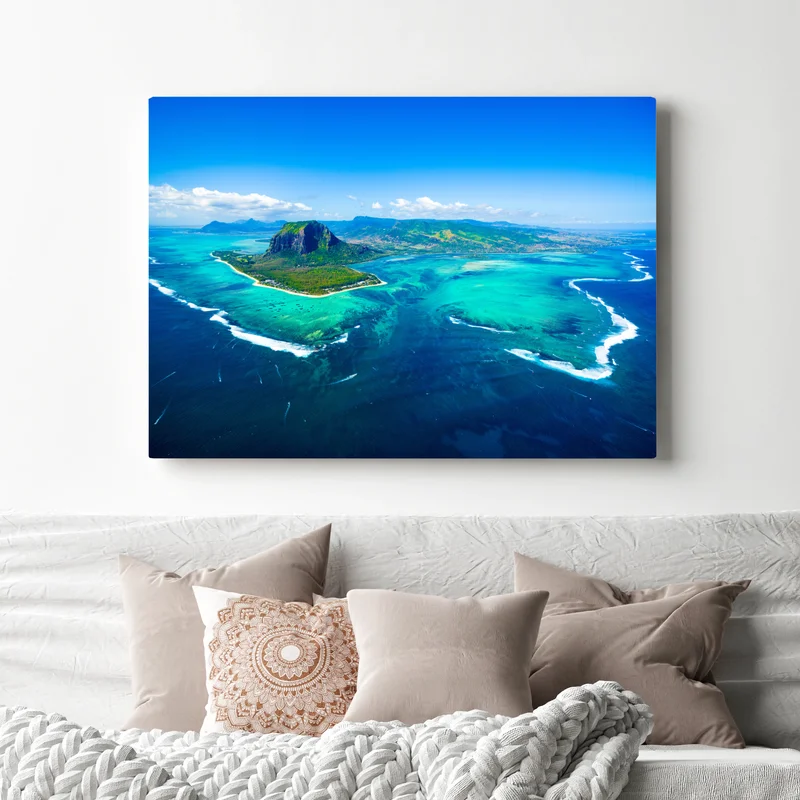 Leinwandbild panorama Le Morne über der lagune von Mauritius Leinwandbild panorama Le Morne über der lagune von Mauritius