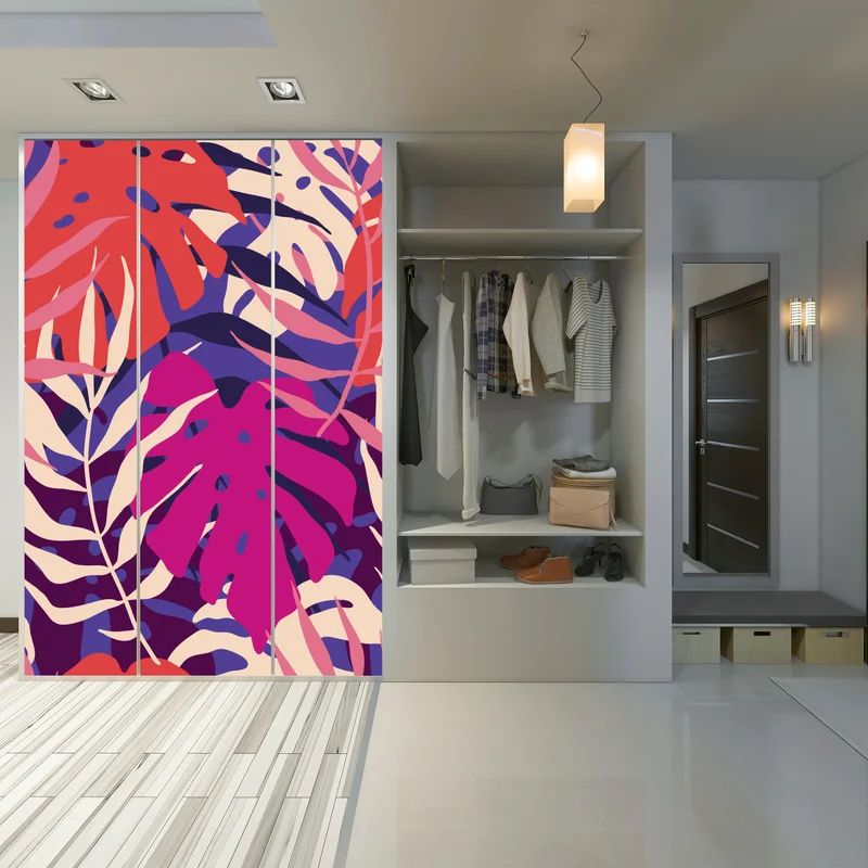 Schrankaufkleber pastell tropisches blattmuster