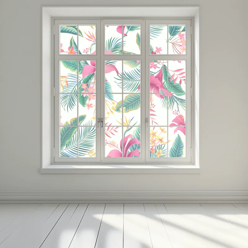 Fensteraufkleber tropisches botanisches blumenmuster