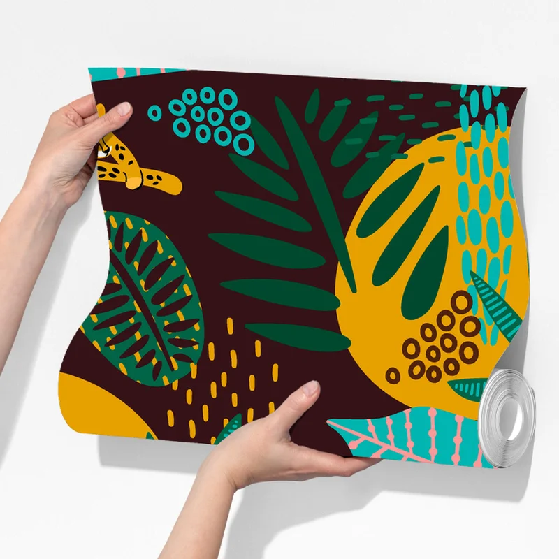 Fototapeta tropikalny wzór z gepardami i żywą roślinnością Fototapeta tropikalny wzór z gepardami i żywą roślinnością