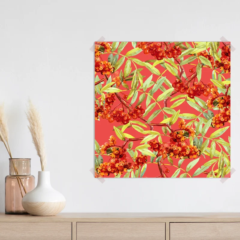 Poster aquarellmuster mit vogelbeeren Poster aquarellmuster mit vogelbeeren