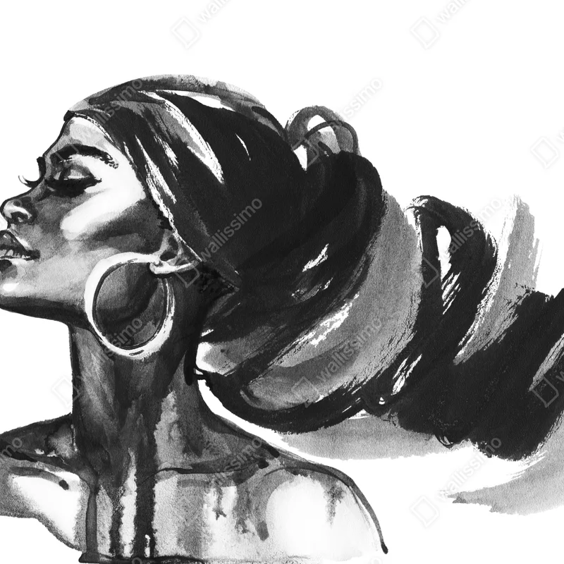 Fototapete elegantes aquarellporträt einer frau Fototapete elegantes aquarellporträt einer frau