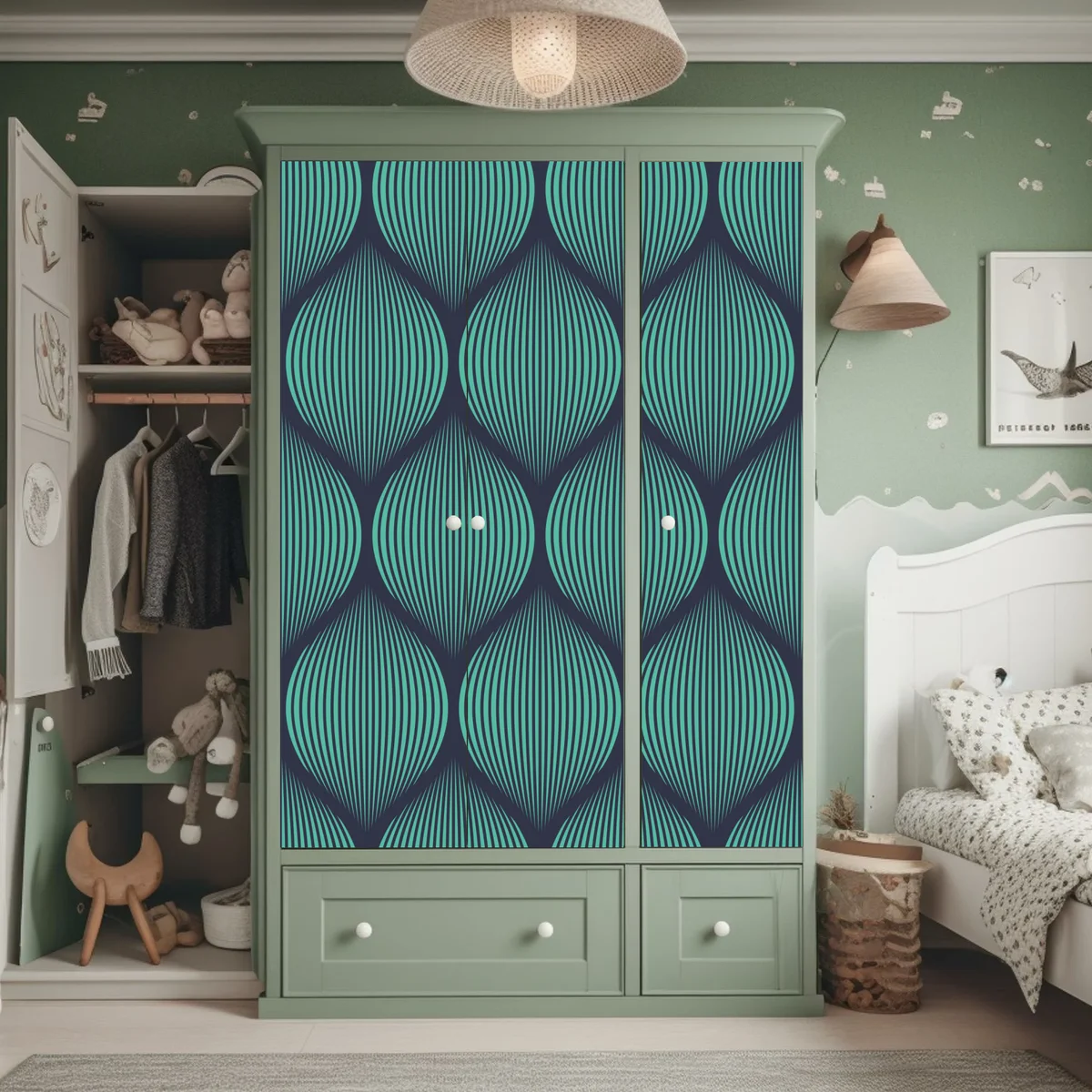 Schrankaufkleber türkis geometrisches tropfenmuster Schrankaufkleber türkis geometrisches tropfenmuster