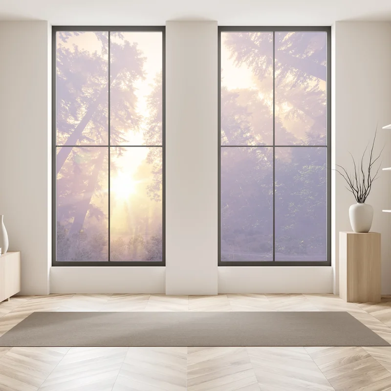 Fensteraufkleber nebeliger mamutbaumwald im goldenen vintagelicht Fensteraufkleber nebeliger mamutbaumwald im goldenen vintagelicht