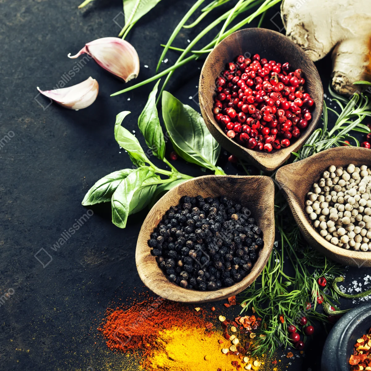 Fototapete lebendige gewürze und frische kräuter Fototapete lebendige gewürze und frische kräuter