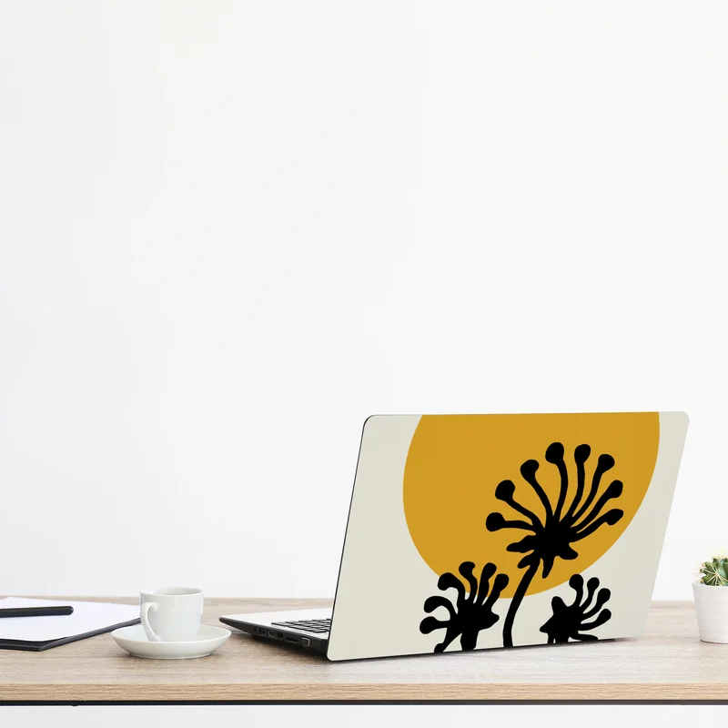 Naklejka na laptopa minimalistyczna botaniczna sylwetka ze słońcem