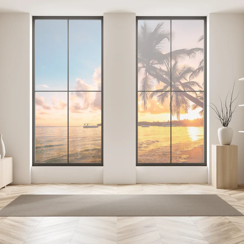 Fensteraufkleber tropischer sonnenuntergang mit palmensilhouetten, Dominikanische Republik