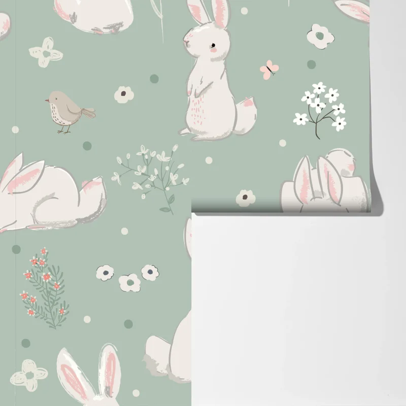 Fototapete pastell häschen muster fürs kinderzimmer Fototapete pastell häschen muster fürs kinderzimmer