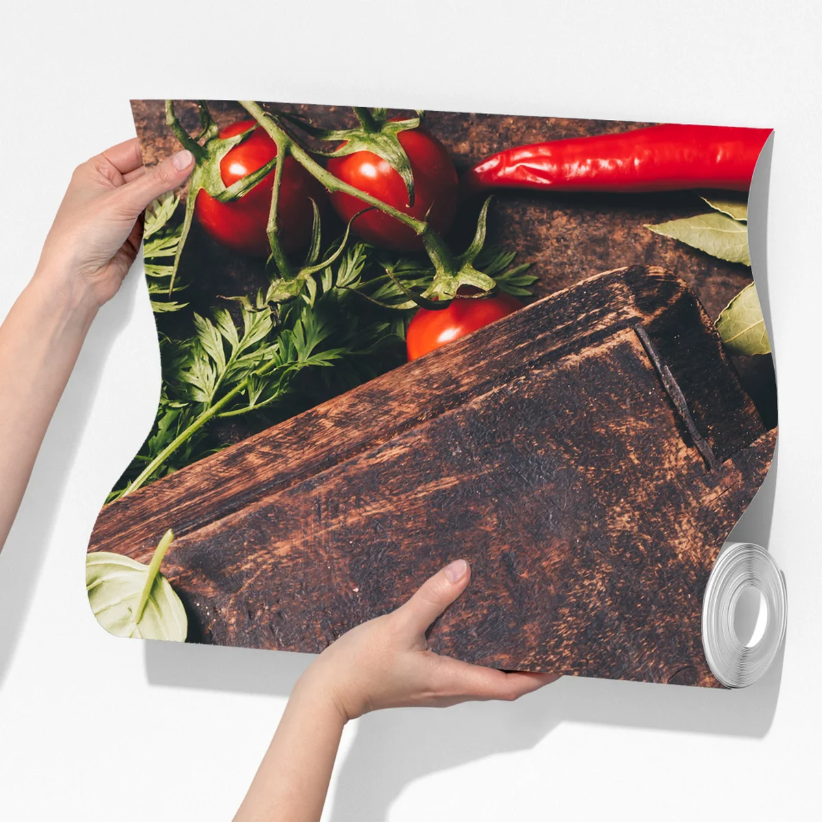 Fototapeta rustykalna kompozycja przypraw i świeżych warzyw Fototapeta rustykalna kompozycja przypraw i świeżych warzyw