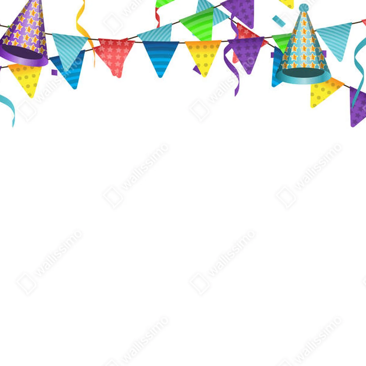Leinwandbild Happy Birthday Party-Karte mit Fahnen und Girlanden hängen Vektor Illustration Design • Leinwandbilder bei Wallnifity® Leinwandbild Happy Birthday Party-Karte mit Fahnen und Girlanden hängen Vektor Illustration Design • Leinwandbilder bei Wallnifity®
