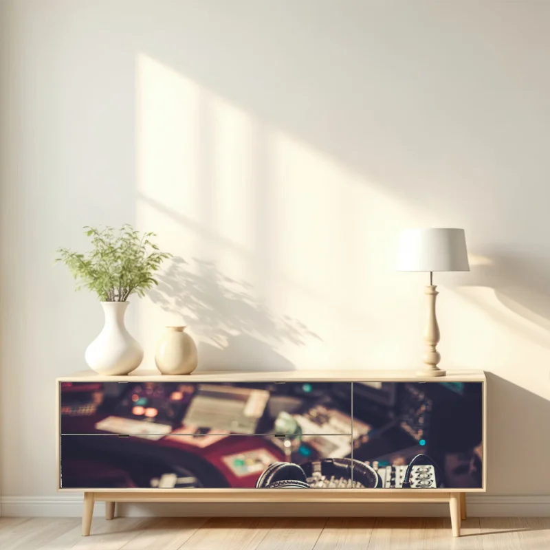 Repositionierbarer Aufkleber vintage aufnahmestudio am mischpult