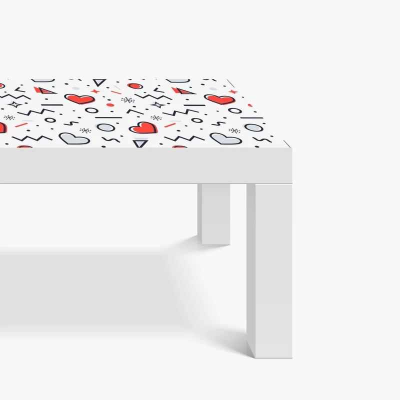 Tischaufkleber und Schreibtischaufkleber verspieltes herzenmuster auf weißem hintergrund