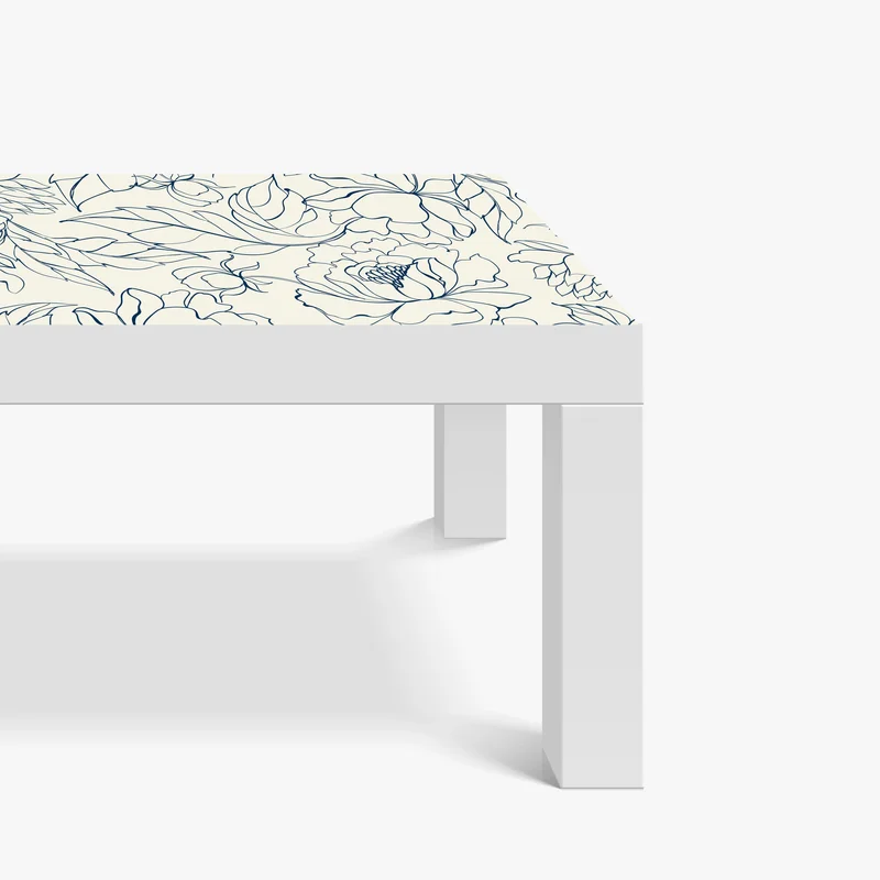 Tischaufkleber und Schreibtischaufkleber handgezeichnetes marineblaues blumenmuster auf creme