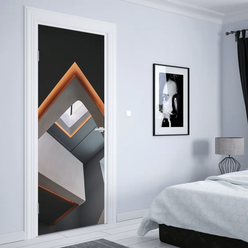 Türaufkleber minimalistisches geometrisches interieur mit oberlicht