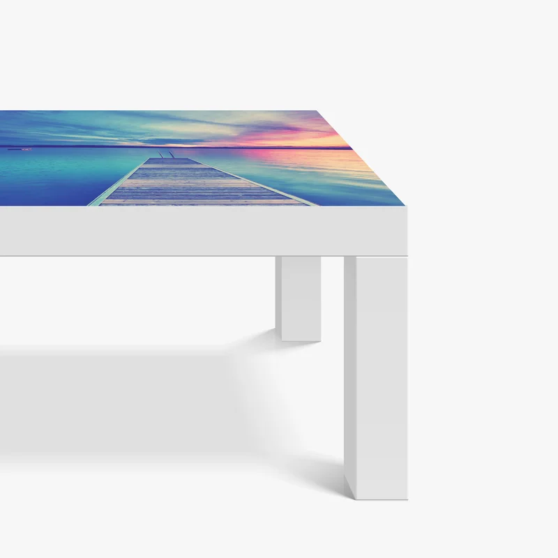 Tischaufkleber und Schreibtischaufkleber pastellsteg am see bei sonnenuntergang