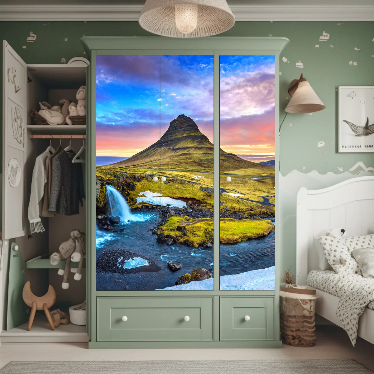 Schrankaufkleber Kirkjufell sonnenaufgang berglandschaft Schrankaufkleber Kirkjufell sonnenaufgang berglandschaft