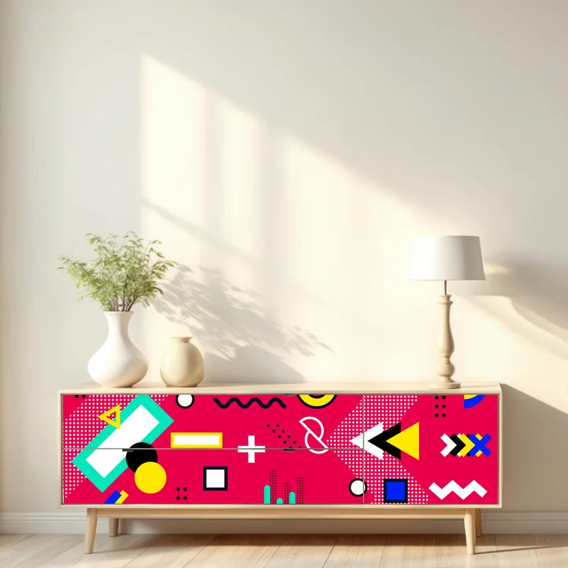 Repositionierbarer Aufkleber lebhaftes geometrisches pop-muster