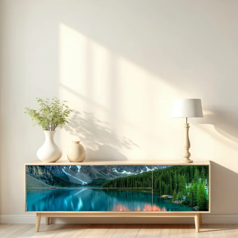 Repositionierbarer Aufkleber Moraine Lake sonnenaufgang alpenglow