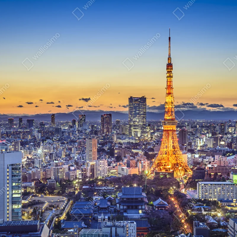 Leinwandbild Tokyo Tower bei dämmerung Leinwandbild Tokyo Tower bei dämmerung