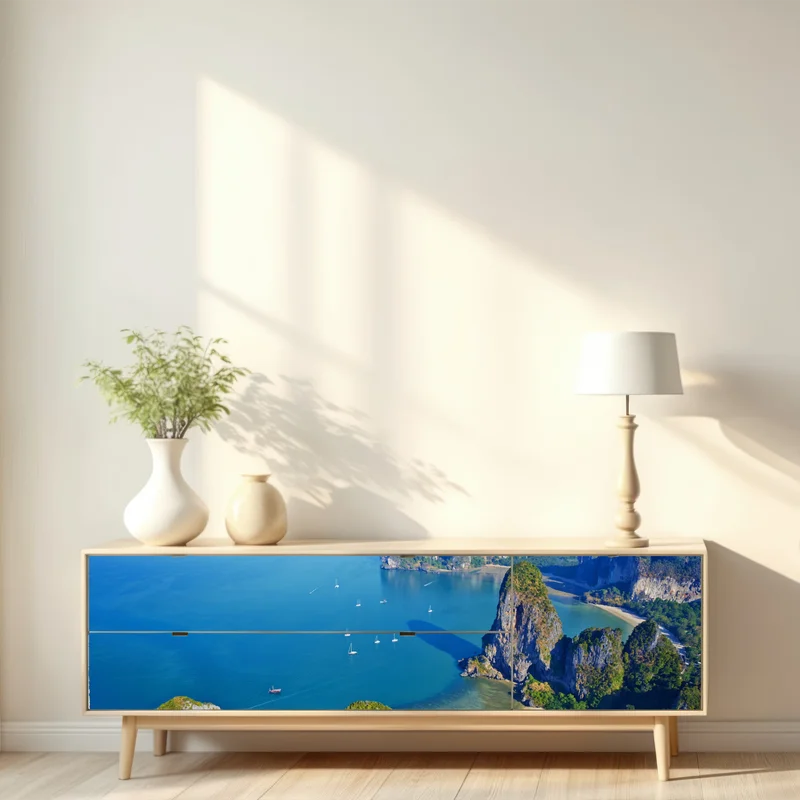 Repositionierbarer Aufkleber türkise insel- und klippenlandschaft Repositionierbarer Aufkleber türkise insel- und klippenlandschaft