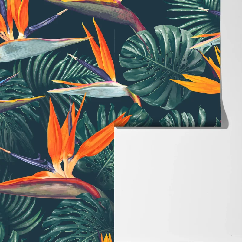 Fototapete tropisches muster mit strelitzie Fototapete tropisches muster mit strelitzie