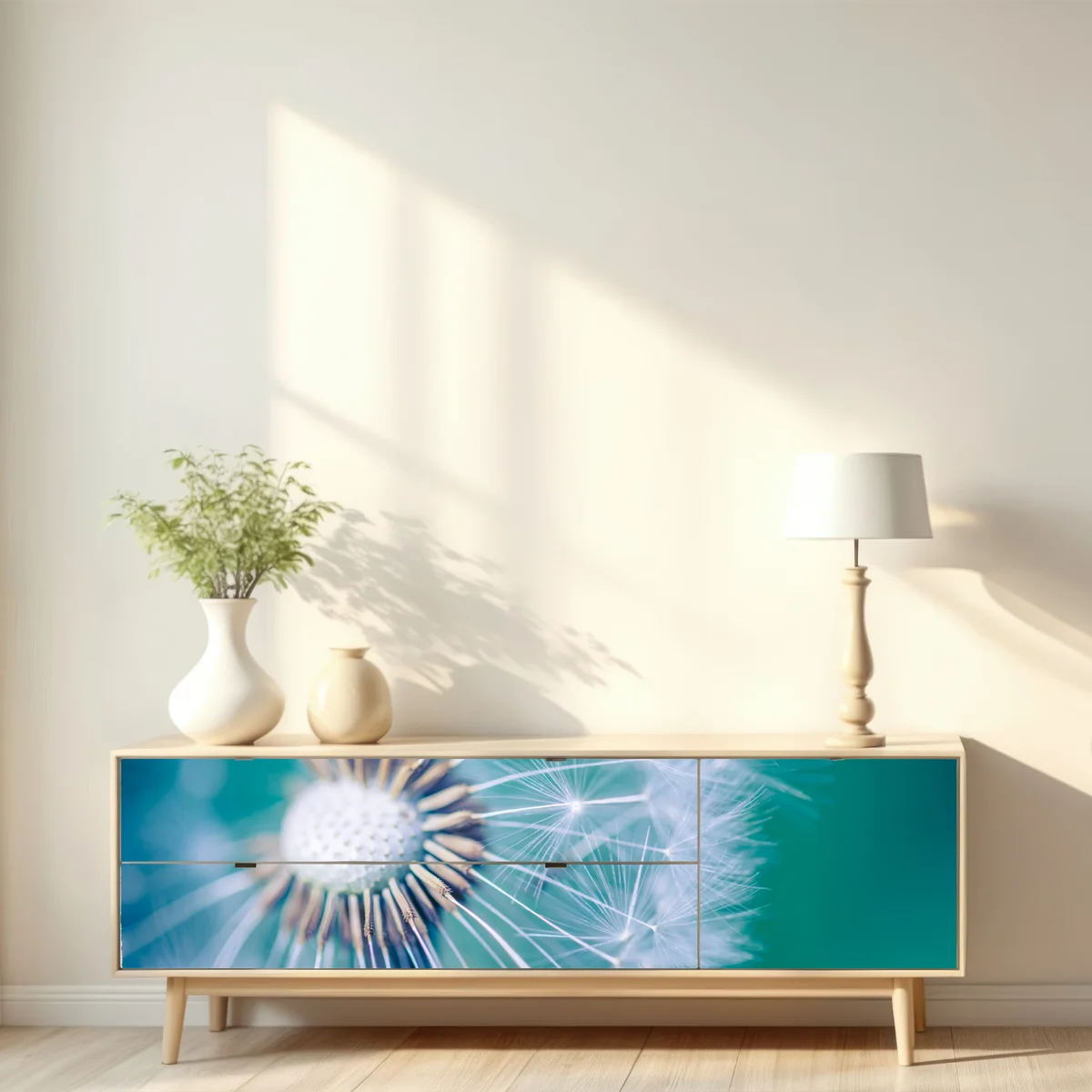 Repositionierbarer Aufkleber türkisfarbener löwenzahn nahaufnahme Repositionierbarer Aufkleber türkisfarbener löwenzahn nahaufnahme