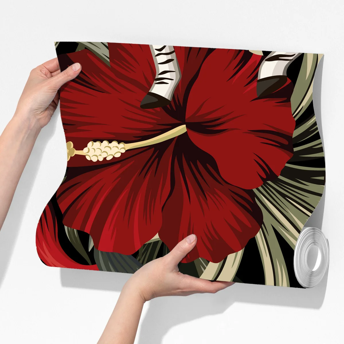 Fototapete tropisches zebra-blumenmuster Fototapete tropisches zebra-blumenmuster