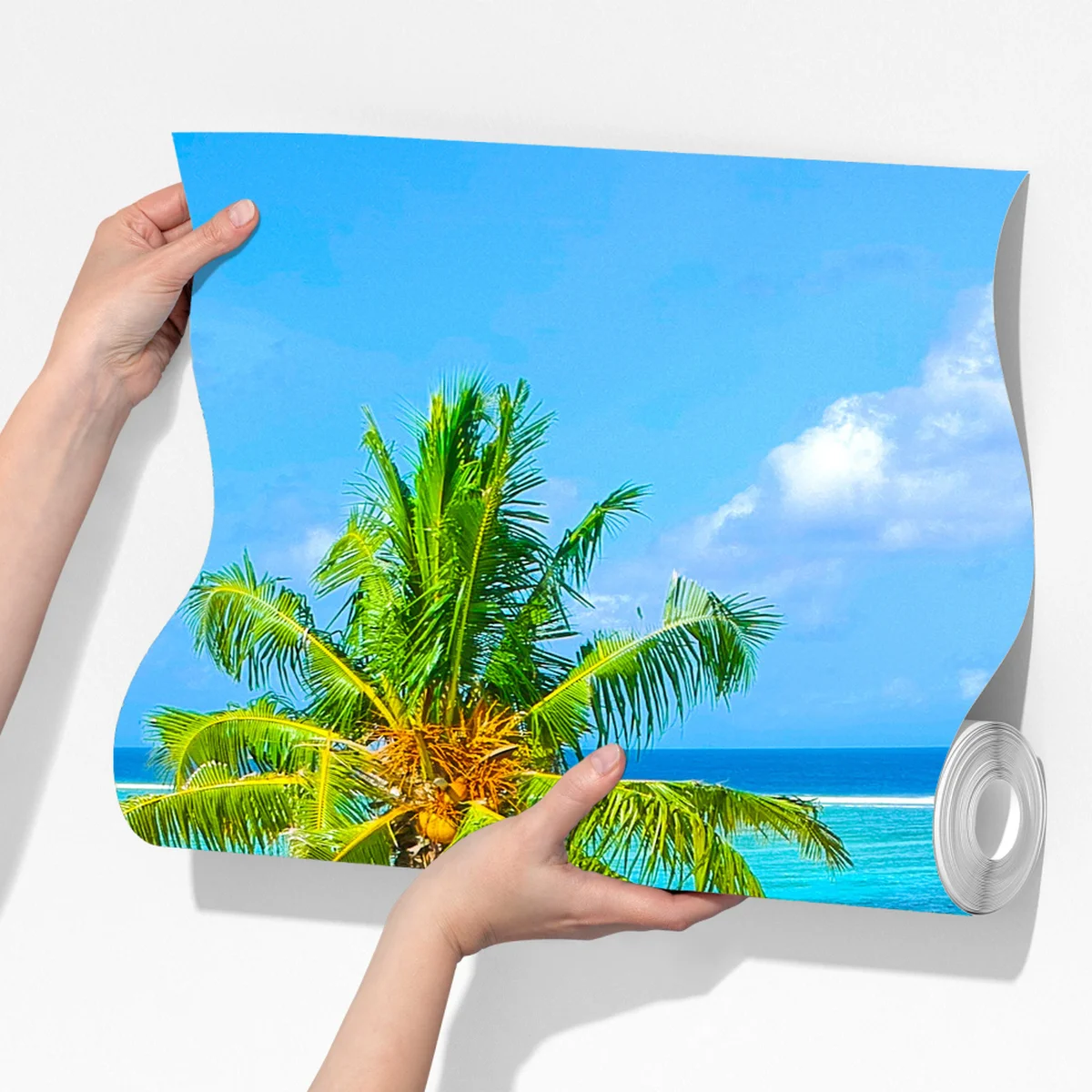 Fototapete tropischer türkisfarbener strand mit palmen Fototapete tropischer türkisfarbener strand mit palmen