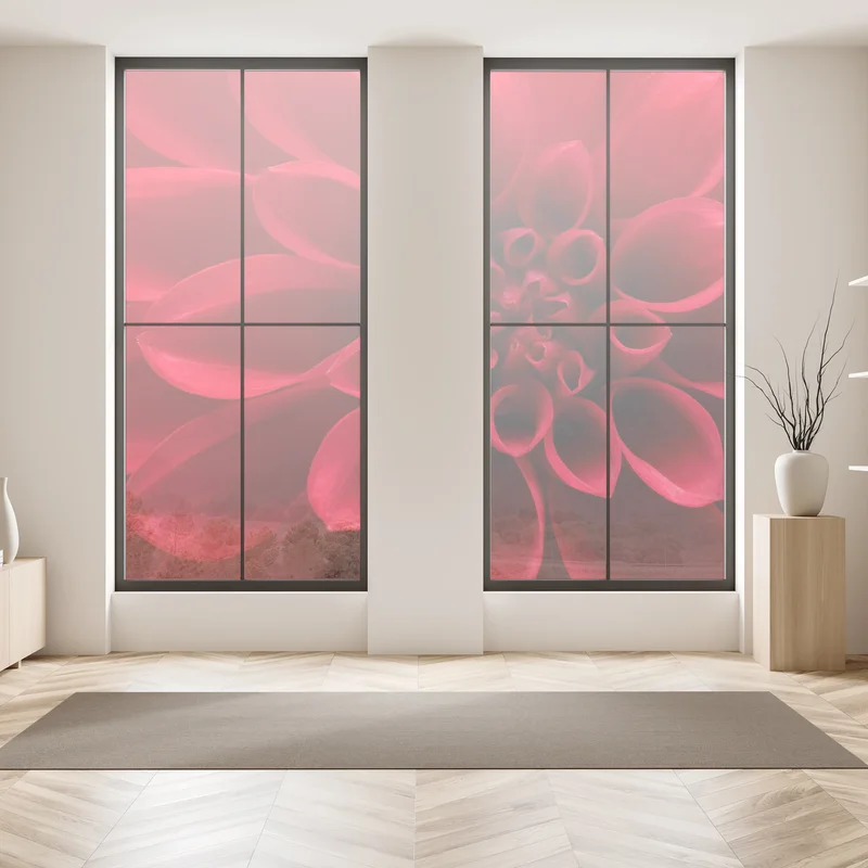 Fensteraufkleber nahaufnahme einer roten dahlie