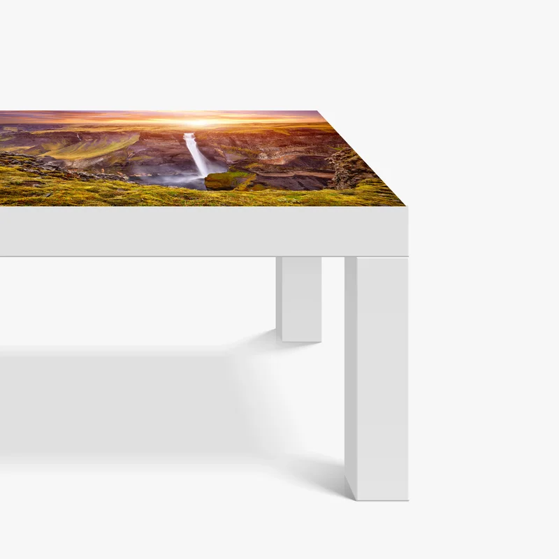 Tischaufkleber und Schreibtischaufkleber Haifoss wasserfall bei sonnenuntergang