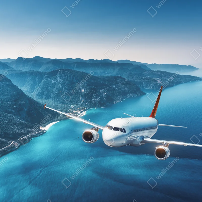 Repositionierbarer Aufkleber küstenflug über türkisblauem meer Repositionierbarer Aufkleber küstenflug über türkisblauem meer