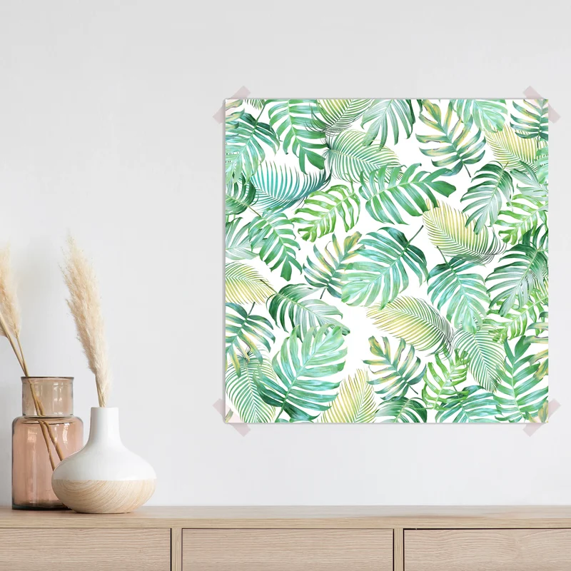 Poster tropisches muster mit monstera- und palmblättern • Poster bei Wallnifity® Poster tropisches muster mit monstera- und palmblättern • Poster bei Wallnifity®