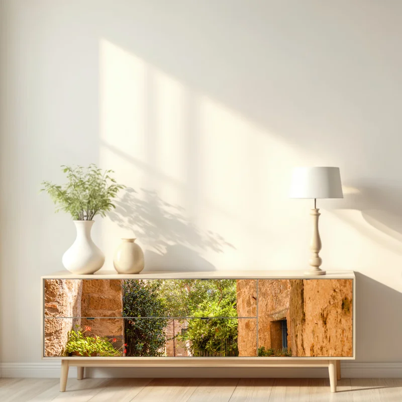 Repositionierbarer Aufkleber sonnige gasse in Civita di Bagnoregio