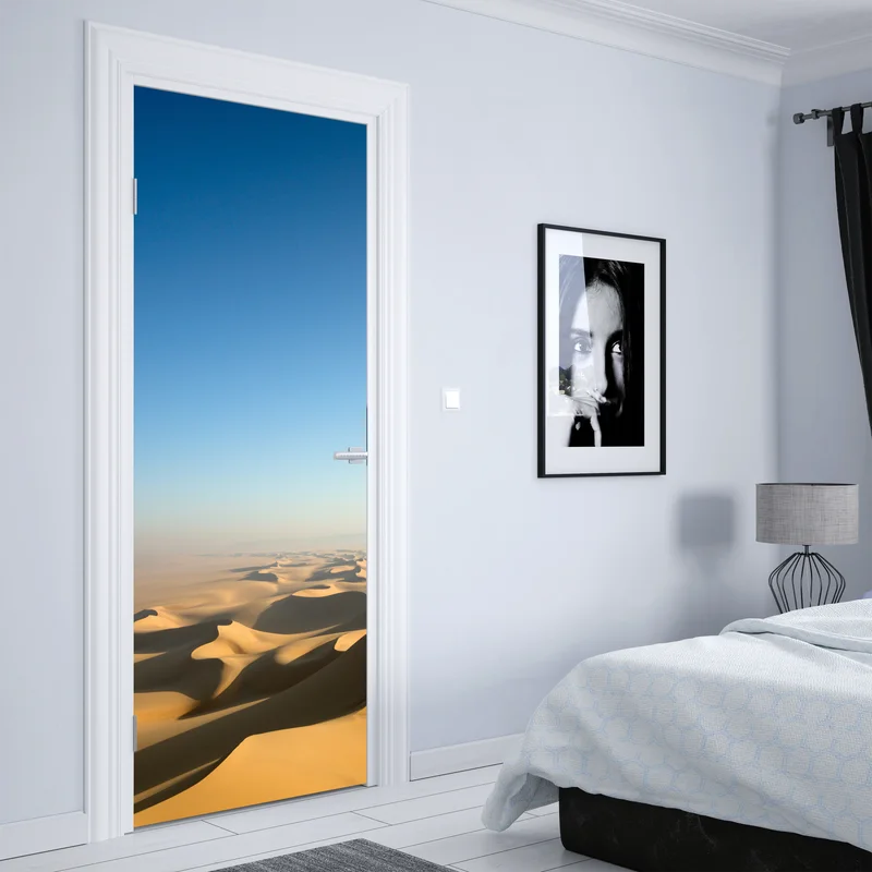 Türaufkleber endlose wüstendünen unter blauem himmel Türaufkleber endlose wüstendünen unter blauem himmel