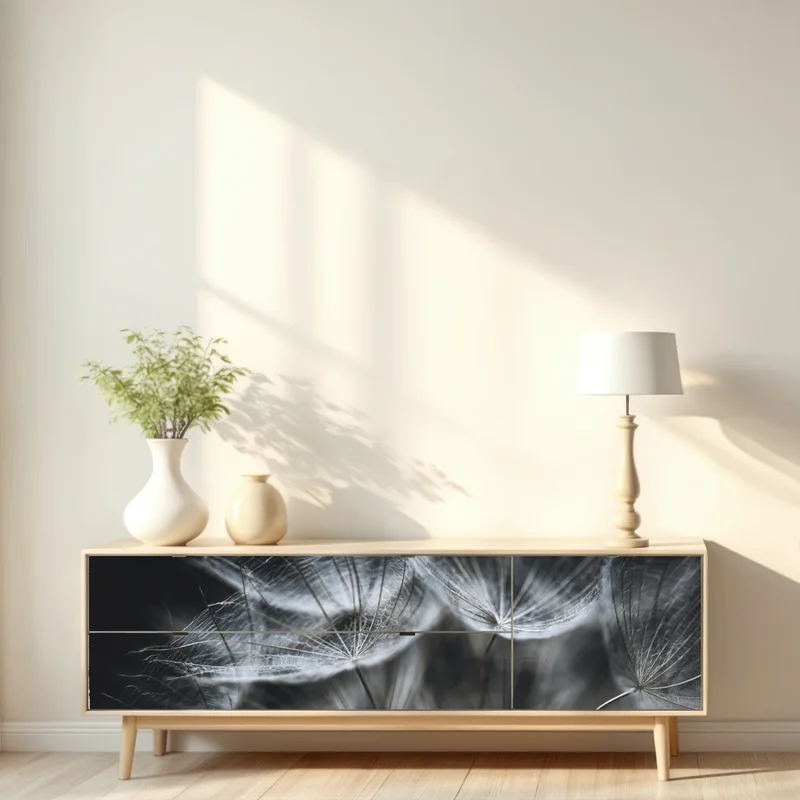 Repositionierbarer Aufkleber zarte löwenzahnsamen in monochrom Repositionierbarer Aufkleber zarte löwenzahnsamen in monochrom