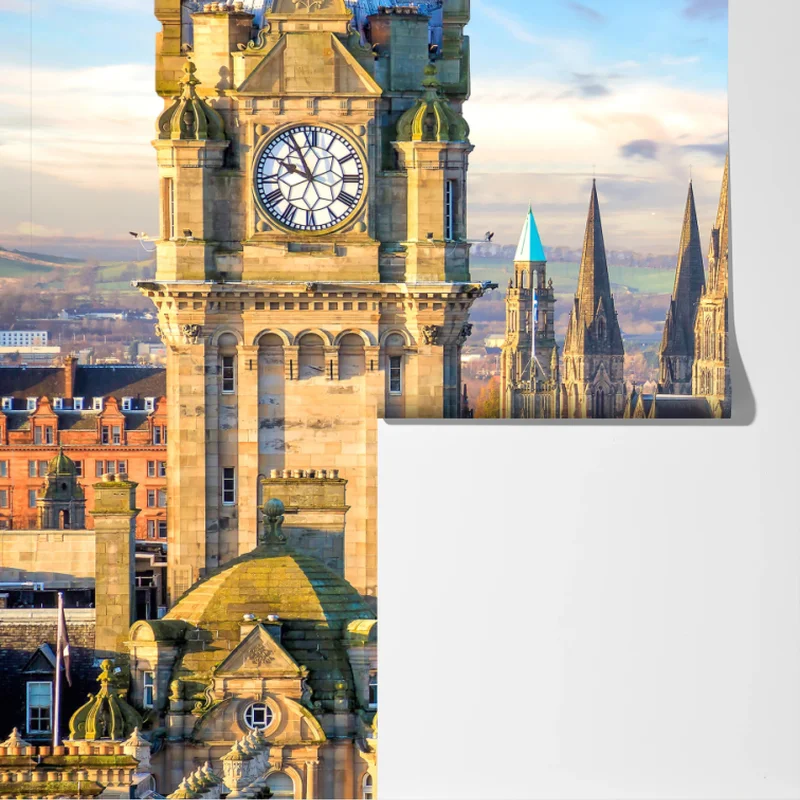 Fototapete Edinburgh skyline mit schloss und uhrturm Fototapete Edinburgh skyline mit schloss und uhrturm