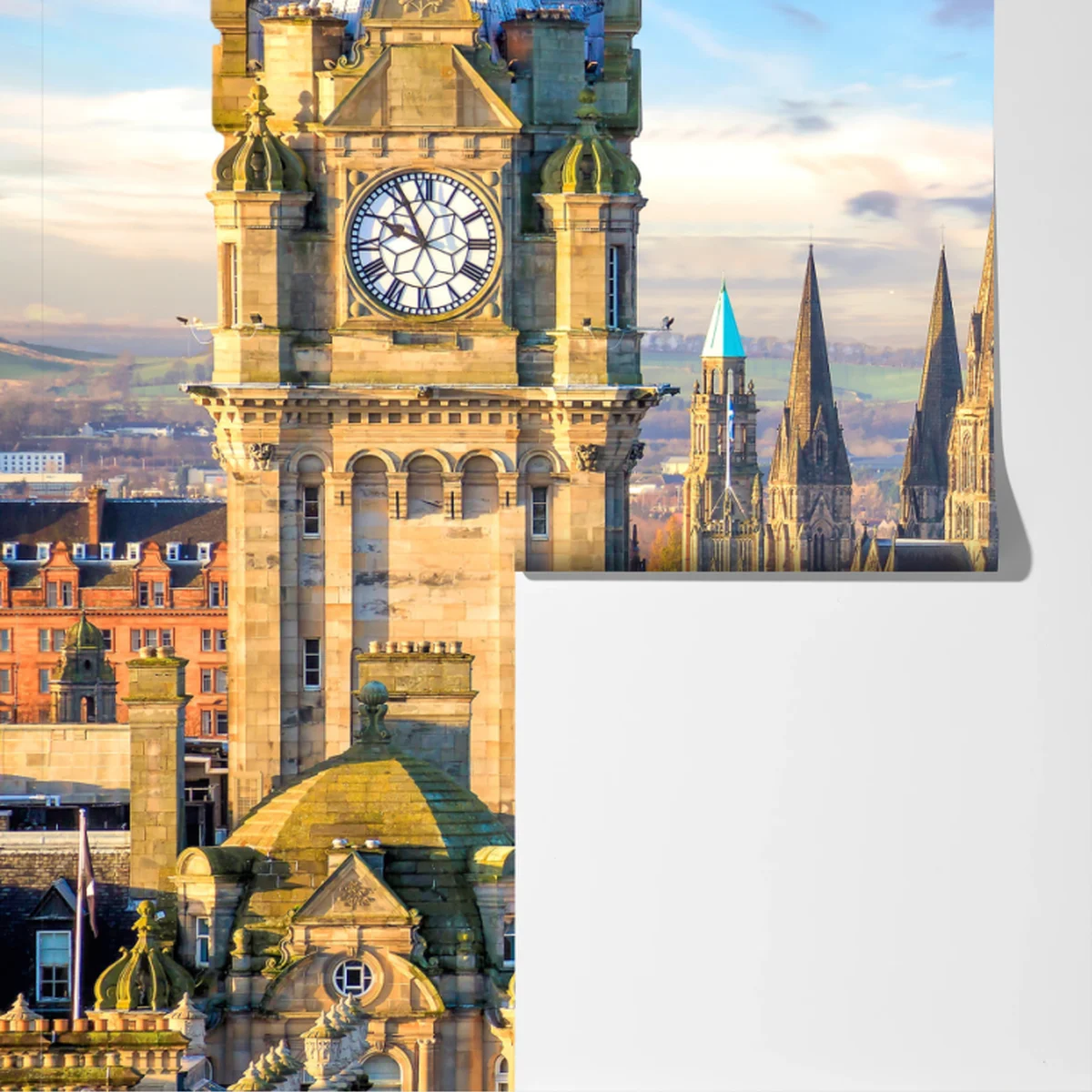 Fototapete Edinburgh skyline mit schloss und uhrturm Fototapete Edinburgh skyline mit schloss und uhrturm