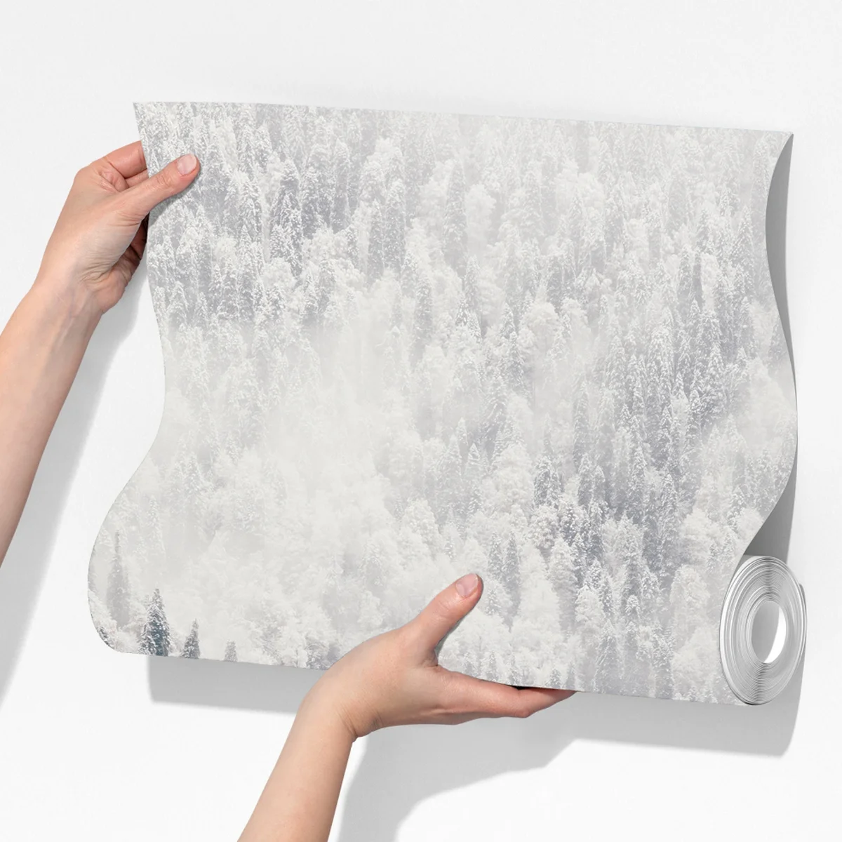 Fototapete nebliger herbstwald am schneebedeckten berg Fototapete nebliger herbstwald am schneebedeckten berg