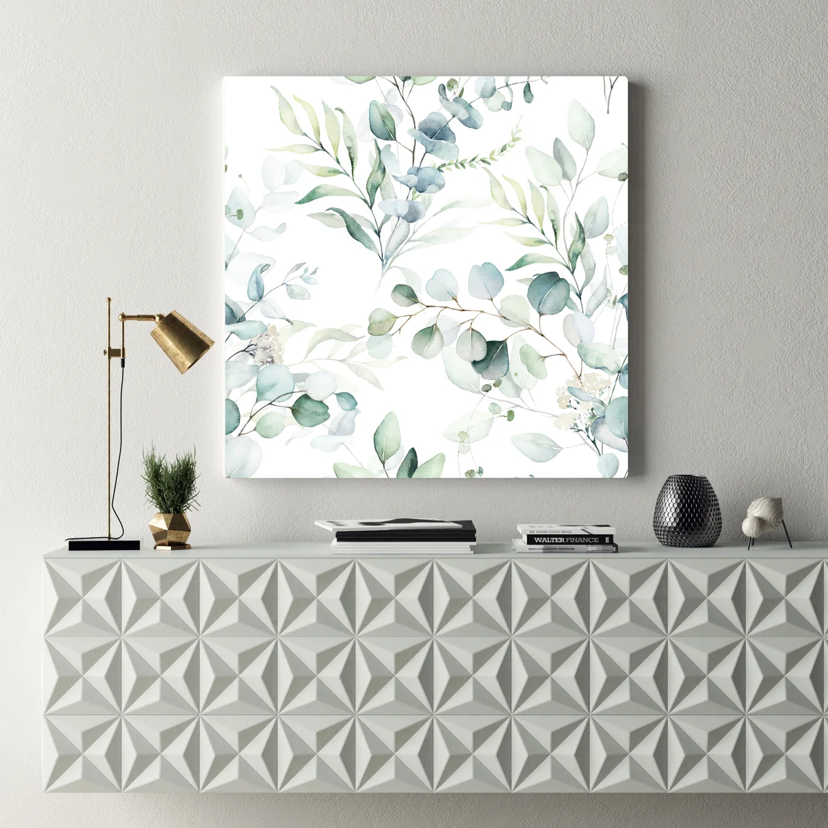 Leinwandbild aquarell eukalyptus blättermuster Leinwandbild aquarell eukalyptus blättermuster