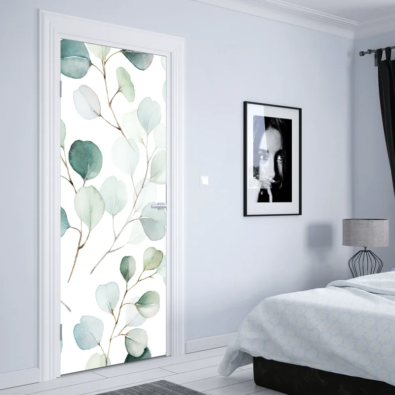 Türaufkleber zarter eukalyptus-aquarell blättermuster