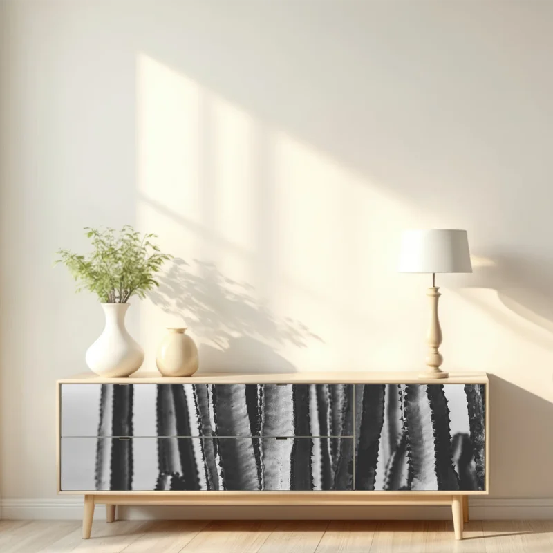 Repositionierbarer Aufkleber schwarzweiß kaktus nahaufnahme Repositionierbarer Aufkleber schwarzweiß kaktus nahaufnahme