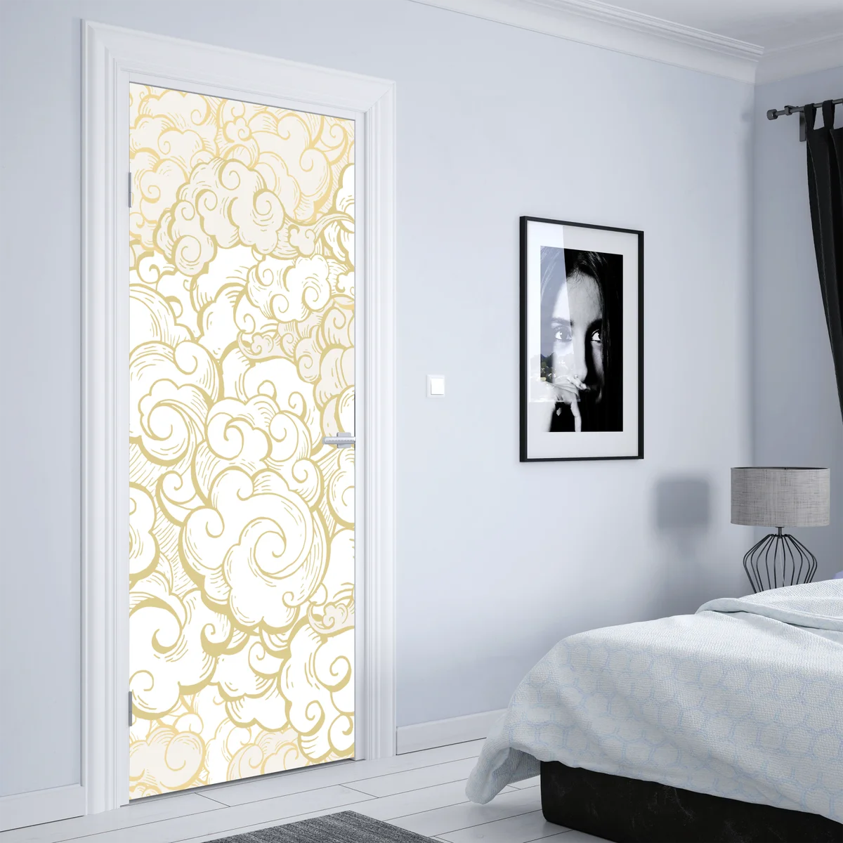 Türaufkleber goldenes ornamentales wolkenmuster Türaufkleber goldenes ornamentales wolkenmuster