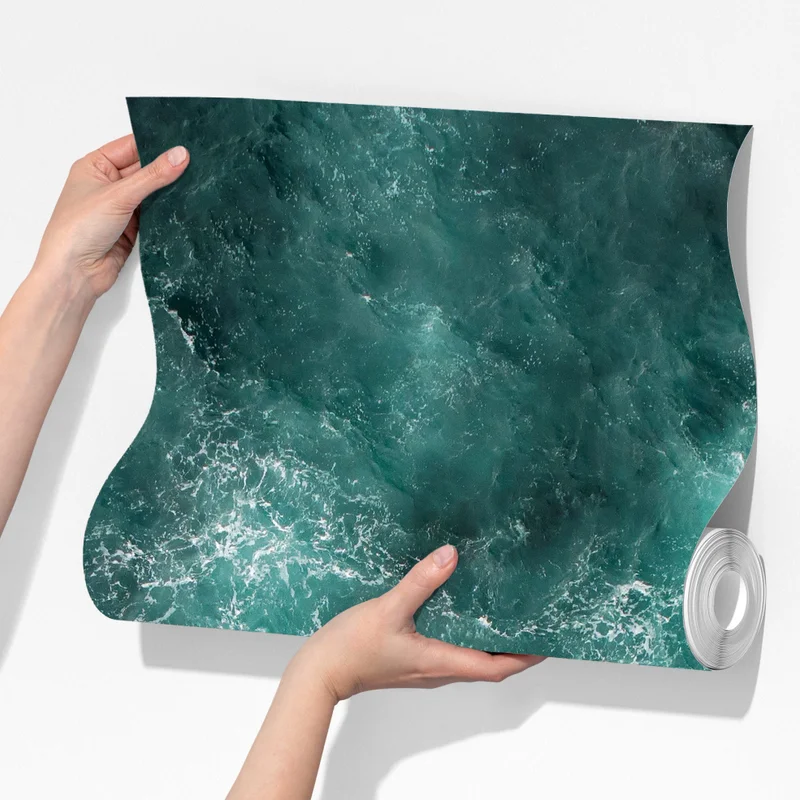 Fototapeta turkusowe wybrzeże z lotu ptaka z rozbijającymi się falami Fototapeta turkusowe wybrzeże z lotu ptaka z rozbijającymi się falami