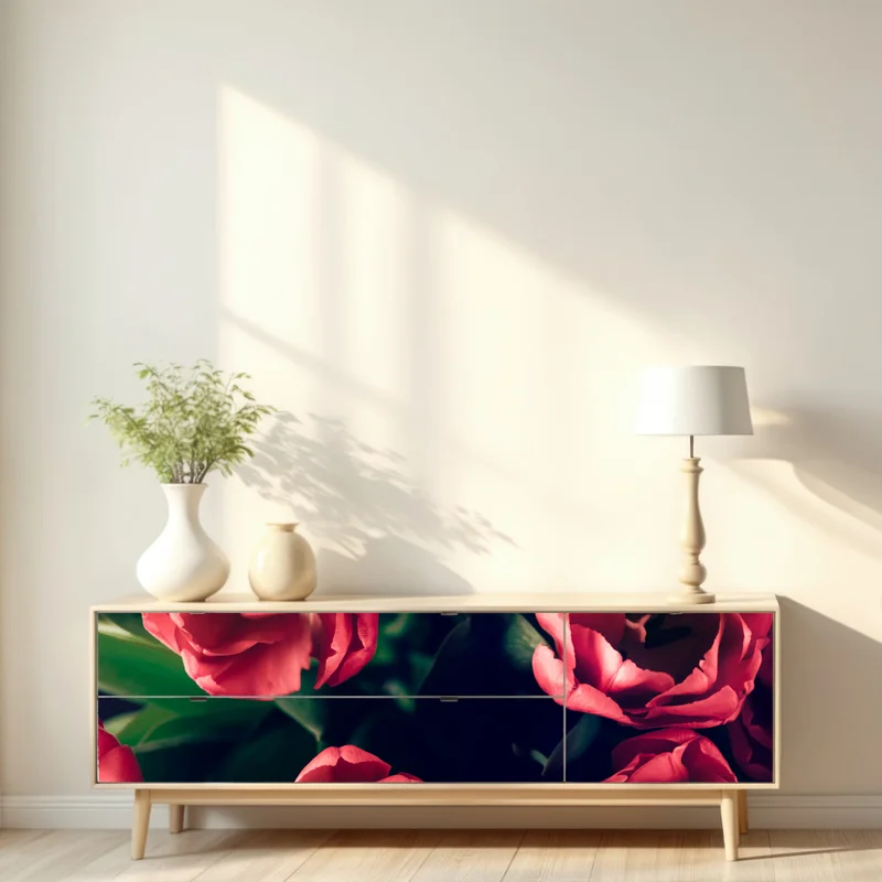 Repositionierbarer Aufkleber stimmungsvolles rosa tulpenbukett