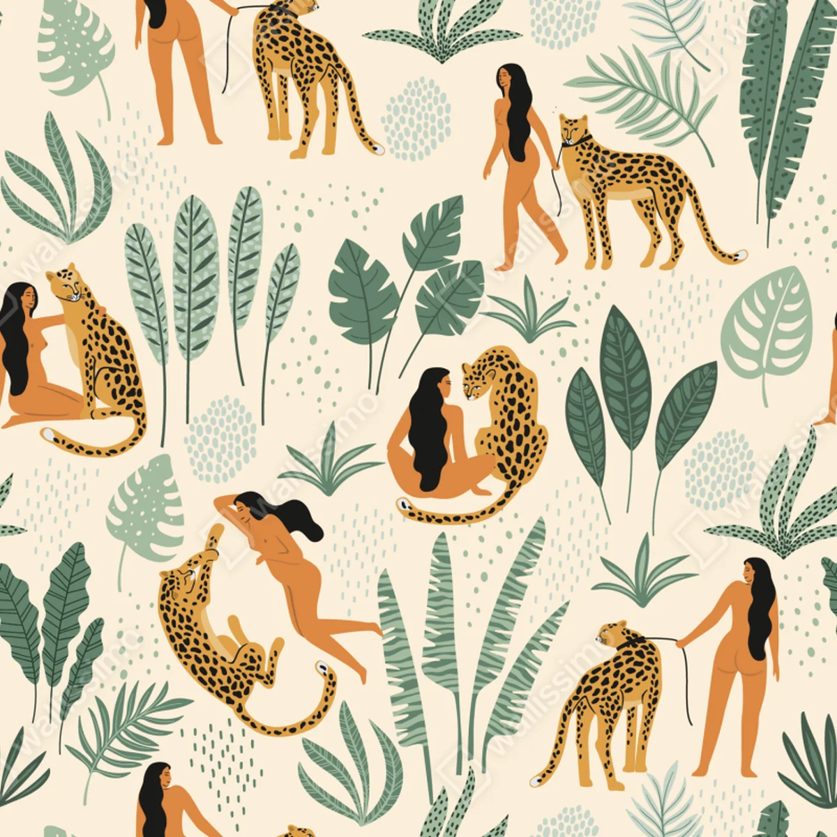 Tischaufkleber und Schreibtischaufkleber exotisches muster mit geparden und blättern Tischaufkleber und Schreibtischaufkleber exotisches muster mit geparden und blättern